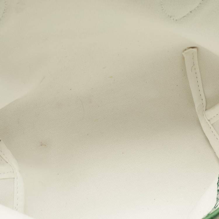 Pre Owned Longchamp Green/Natural Raffia Small Le Panier Pliage Basket Bag