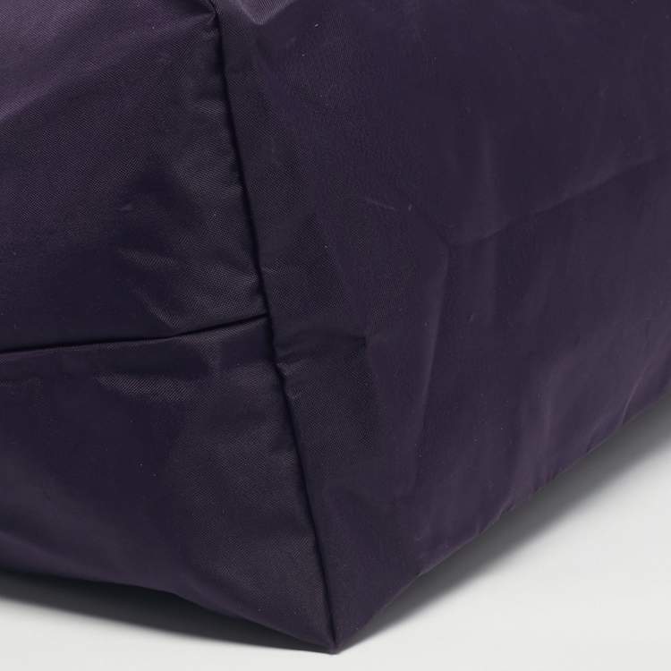 Pre Owned Longchamp Dark Purple Nylon Large Le Pliage Tote