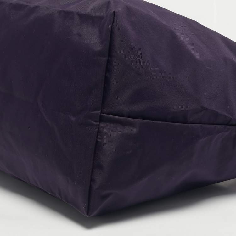Pre Owned Longchamp Dark Purple Nylon Large Le Pliage Tote