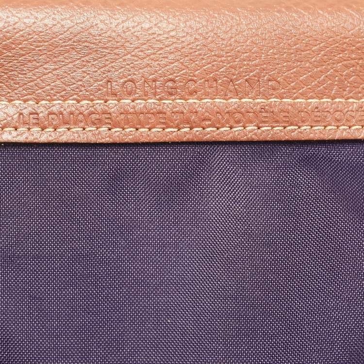 Pre Owned Longchamp Dark Purple Nylon Large Le Pliage Tote
