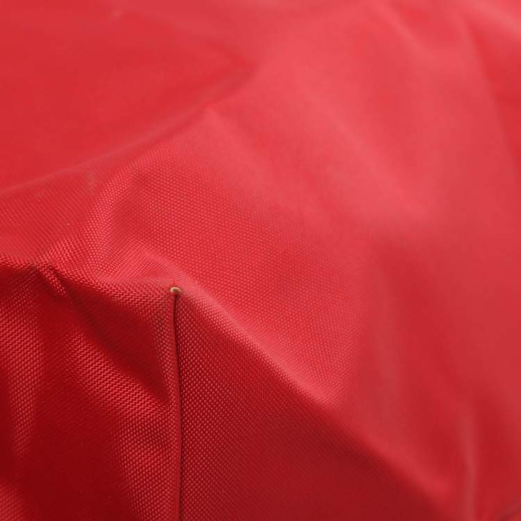 Pre Owned Longchamp Red/Brown Nylon Small Le Pliage Tote