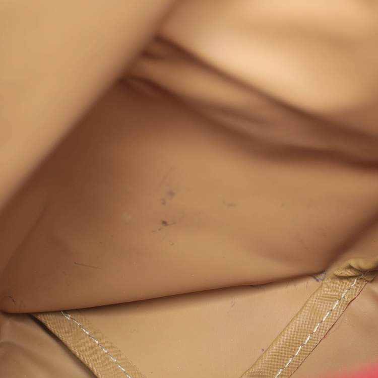 Pre Owned Longchamp Red/Brown Nylon Small Le Pliage Tote