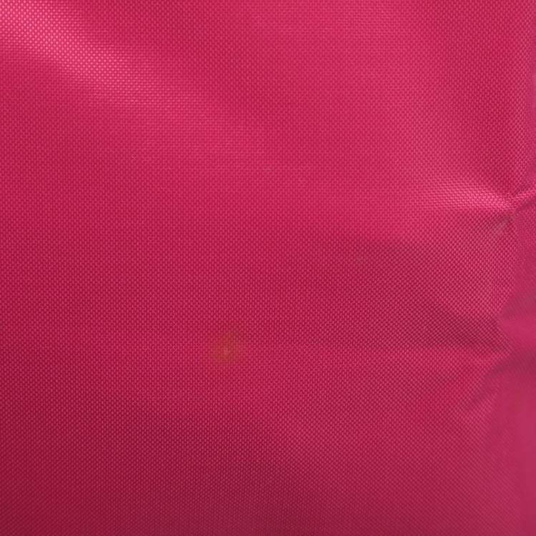 Pre Owned Longchamp Pink/Brown Nylon and Leather Small Short Le Pliage Tote