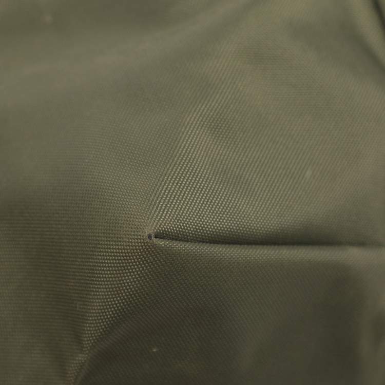 Pre Owned Longchamp Green Nylon and Leather Small Short Le Pliage Tote