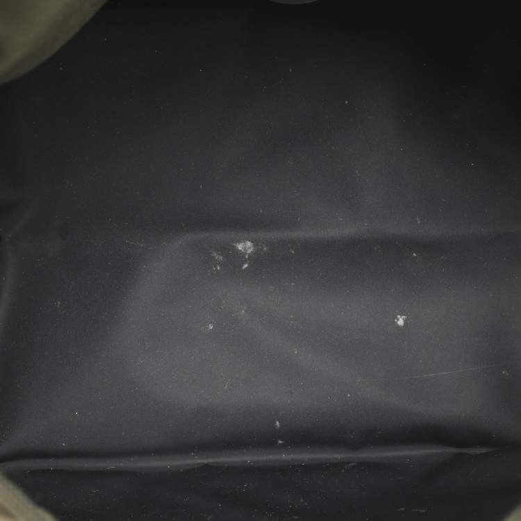 Pre Owned Longchamp Green Nylon and Leather Small Short Le Pliage Tote