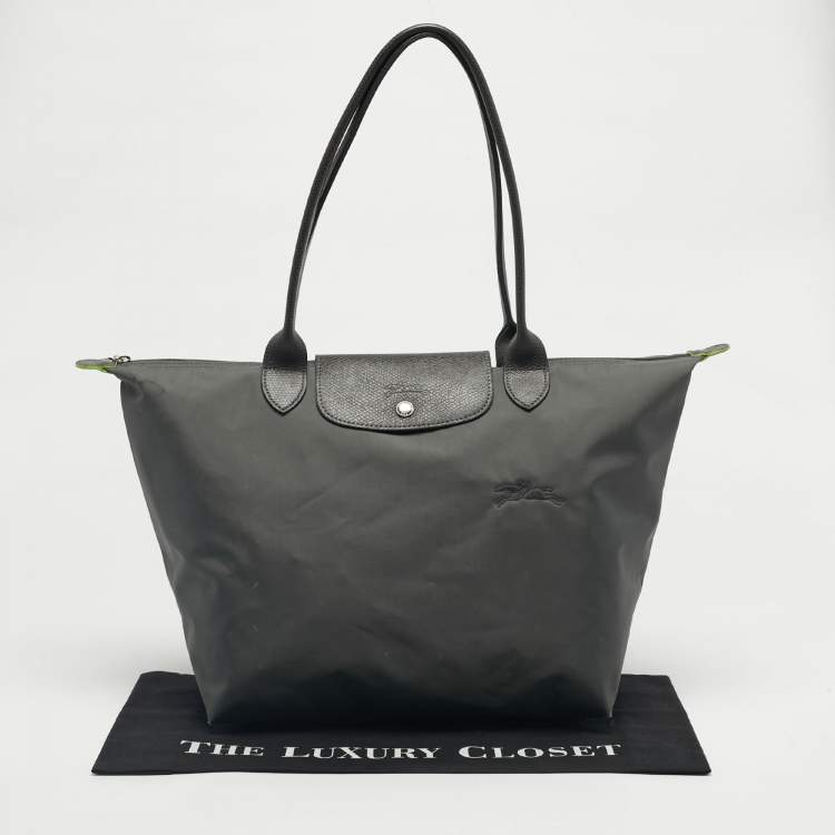 Pre Owned Longchamp Grey Nylon Large Le Pliage Tote