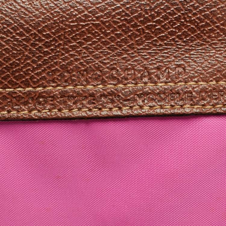 Pre Owned Longchamp Pink/Brown Nylon Mini Le Pliage Tote