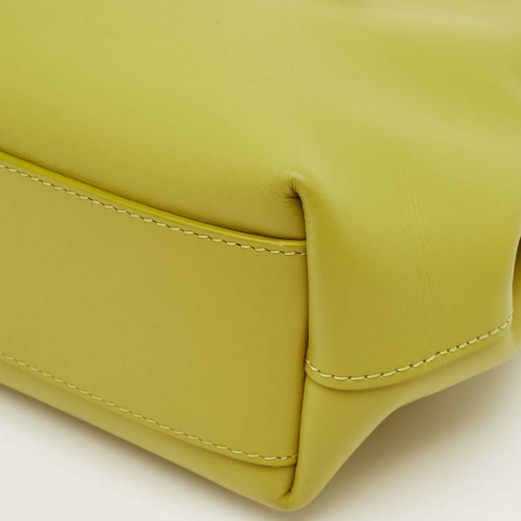 Pre Owned Longchamp Green Leather XS Le Roseau Tote