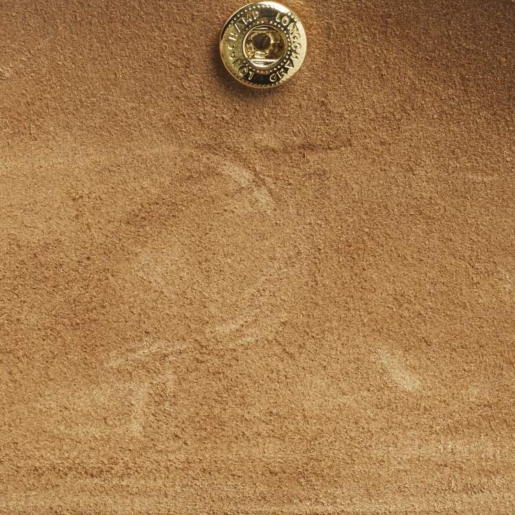 Pre Owned Longchamp Black/Brown Leather and Nylon Le Pliage Tote