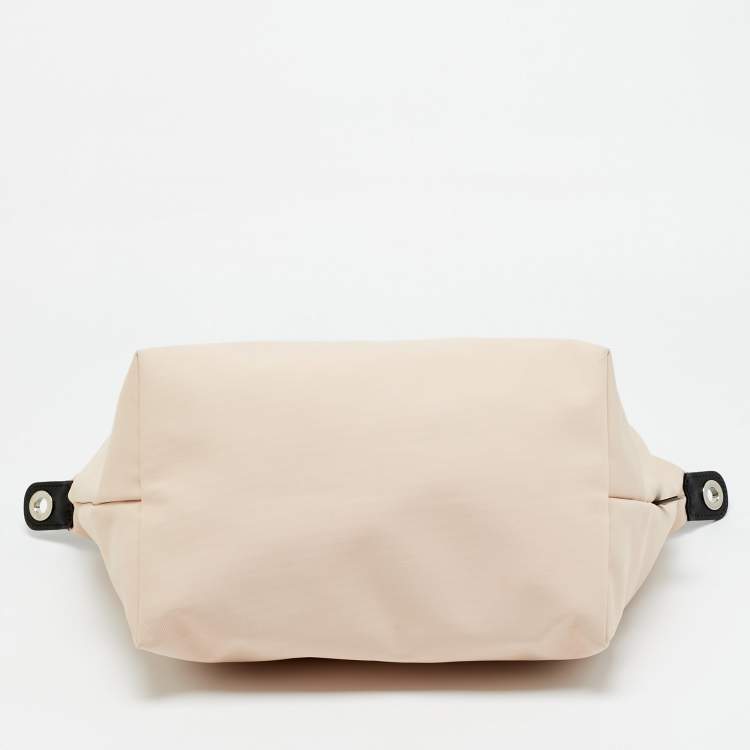 Pre Owned Longchamp Le Pliage Energy Black/Peach Leather and Nylon Tote