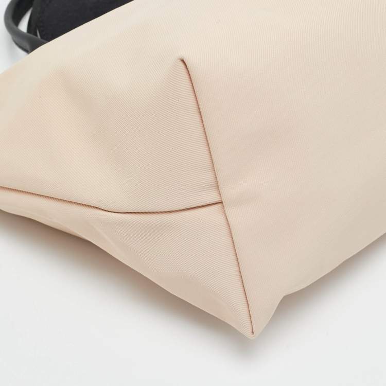 Pre Owned Longchamp Le Pliage Energy Black/Peach Leather and Nylon Tote