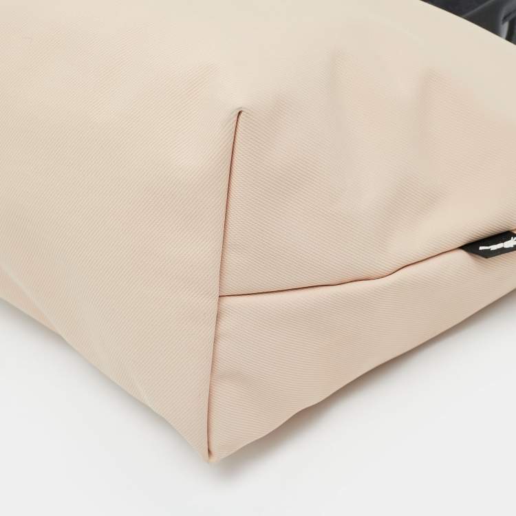 Pre Owned Longchamp Le Pliage Energy Black/Peach Leather and Nylon Tote