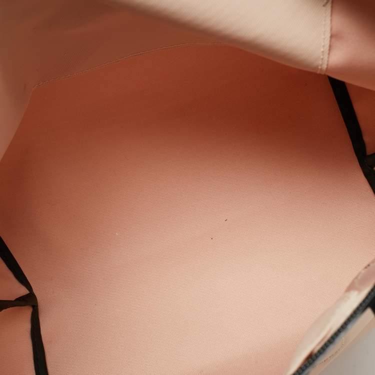 Pre Owned Longchamp Le Pliage Energy Black/Peach Leather and Nylon Tote