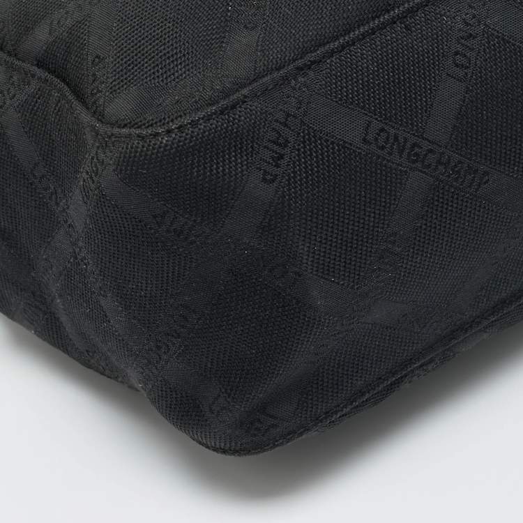 Pre Owned حقيبة يد لونج شامب روسو قماش جاكار سوداء