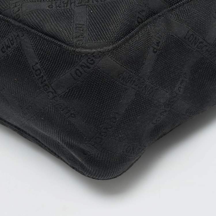 Pre Owned حقيبة يد لونج شامب روسو قماش جاكار سوداء