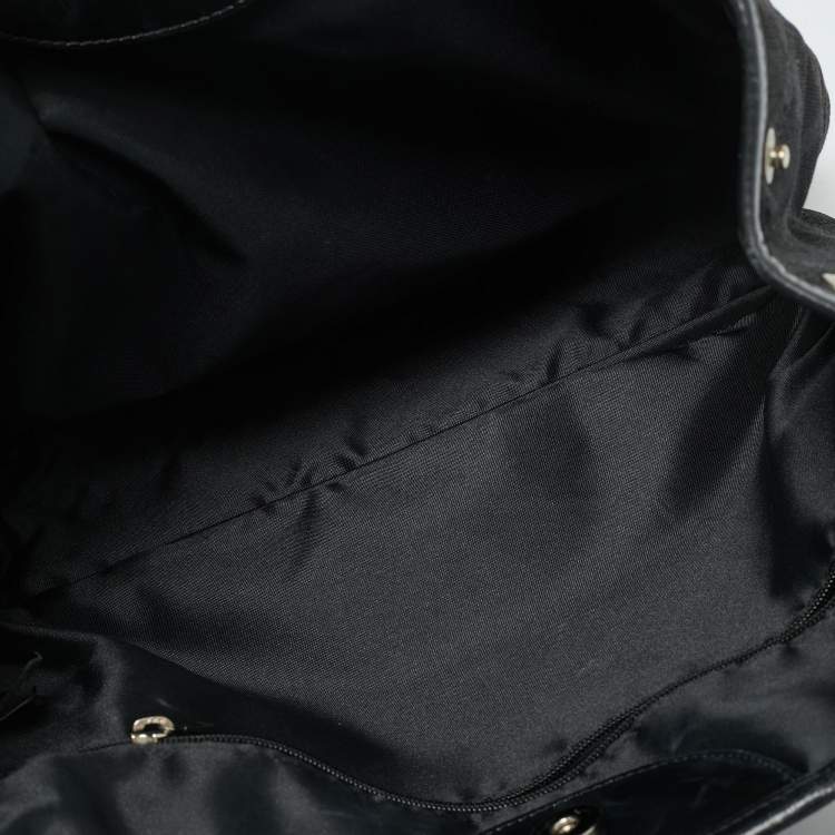 Pre Owned حقيبة يد لونج شامب روسو قماش جاكار سوداء