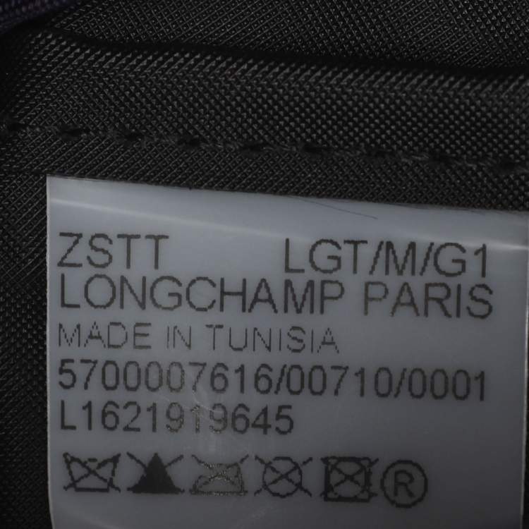 Pre Owned Longchamp Le Pliage Purple Leather and Nylon Tote