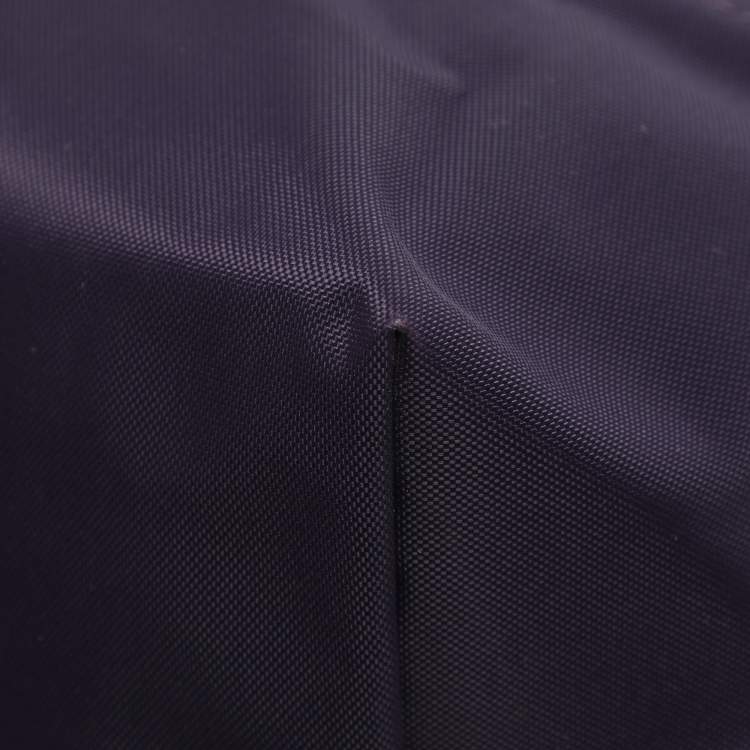 Pre Owned Longchamp Le Pliage Purple Leather and Nylon Tote