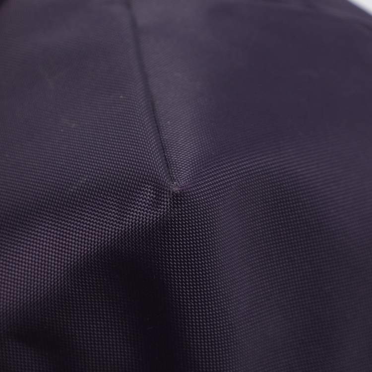 Pre Owned Longchamp Le Pliage Purple Leather and Nylon Tote