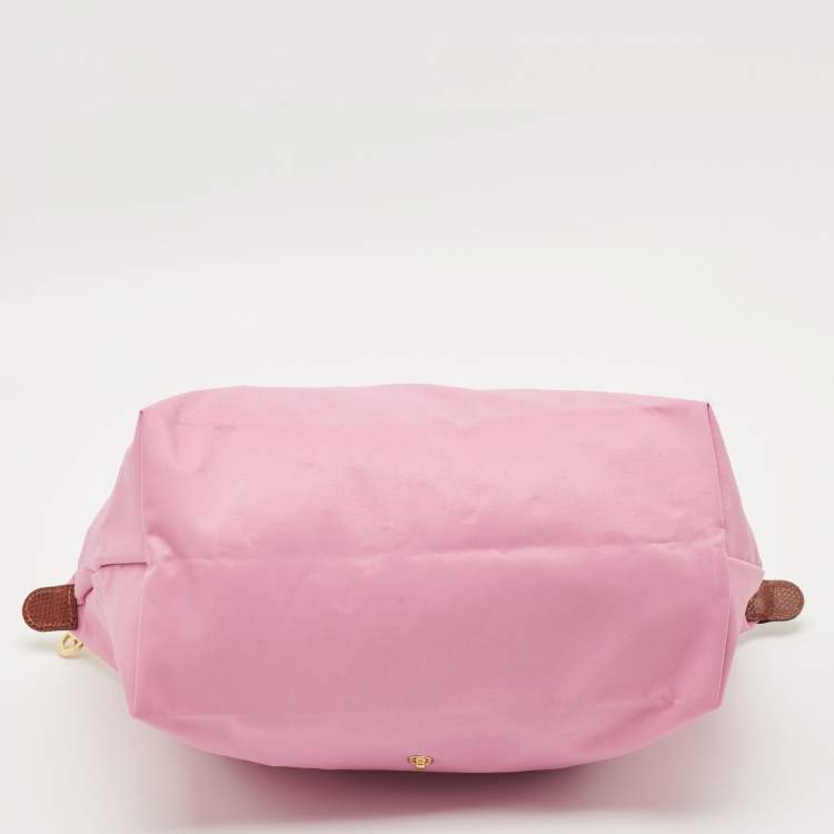 مملوكة مسبقًا Longchamp Le Pliage Pink/Brown Leather and Nylon Tote