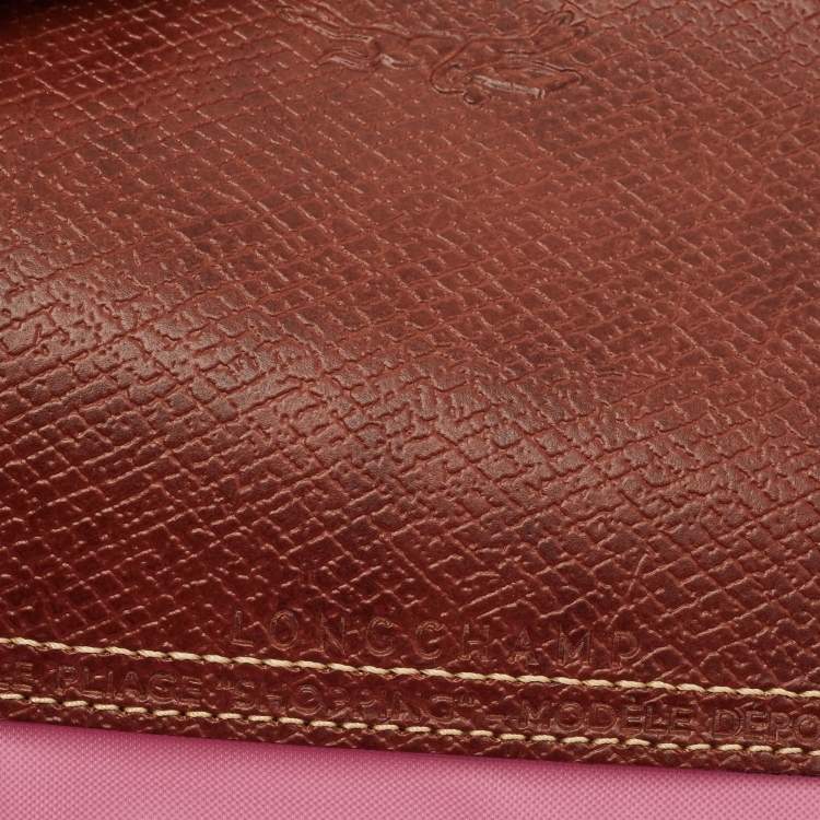 مملوكة مسبقًا Longchamp Le Pliage Pink/Brown Leather and Nylon Tote