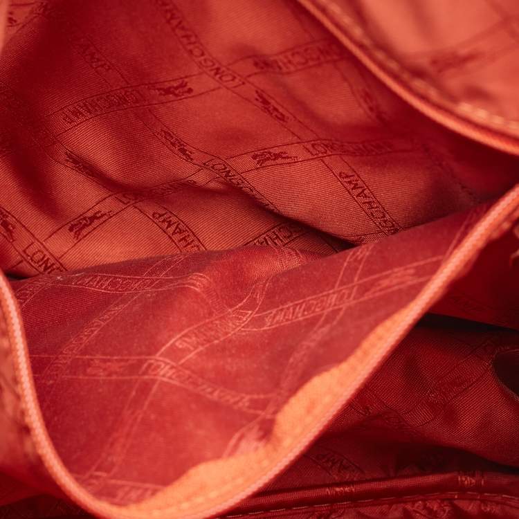 Pre Owned Longchamp Roseau Mini Croc Embossed Leather Tote