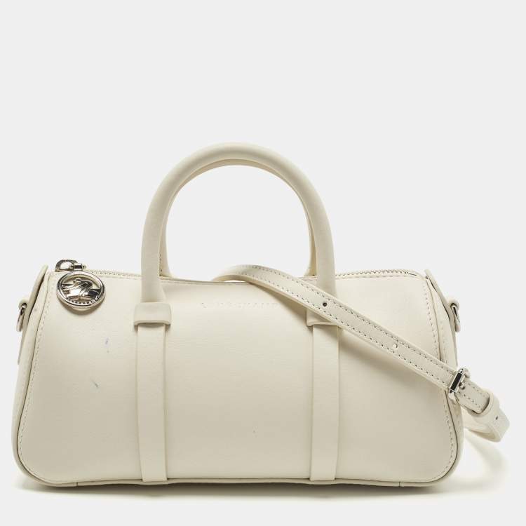 Pre Owned Longchamp Daylong S White Leather Satchel