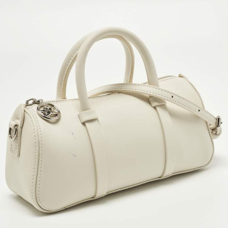 Pre Owned Longchamp Daylong S White Leather Satchel