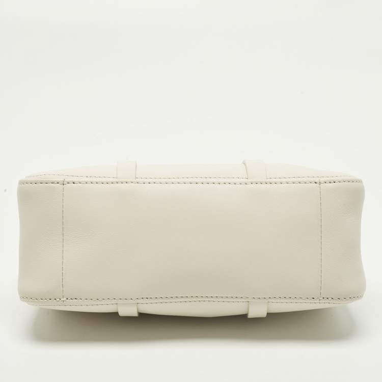 Pre Owned Longchamp Daylong S White Leather Satchel