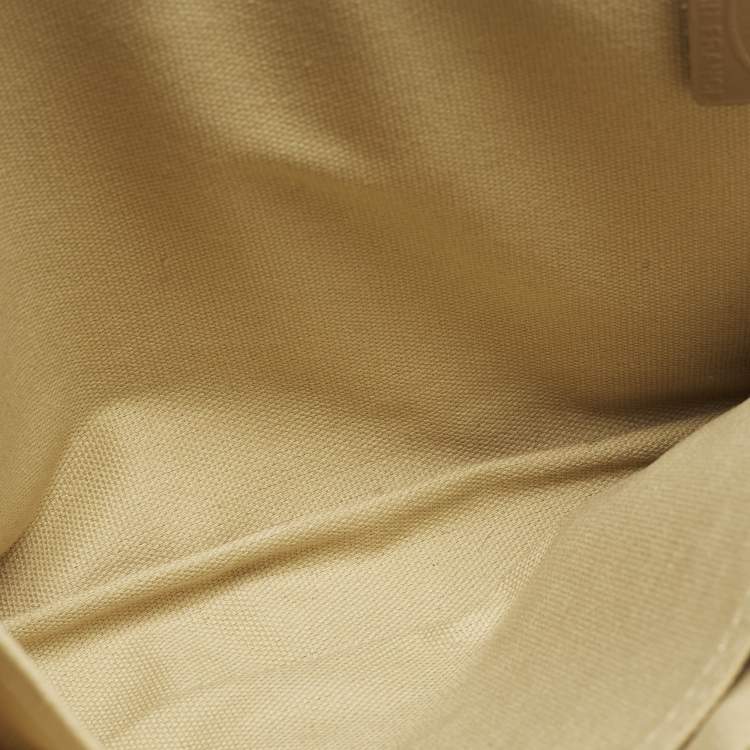 Pre Owned حقيبة كلاتش لونسشامب جلد مبطن بشعار بيج