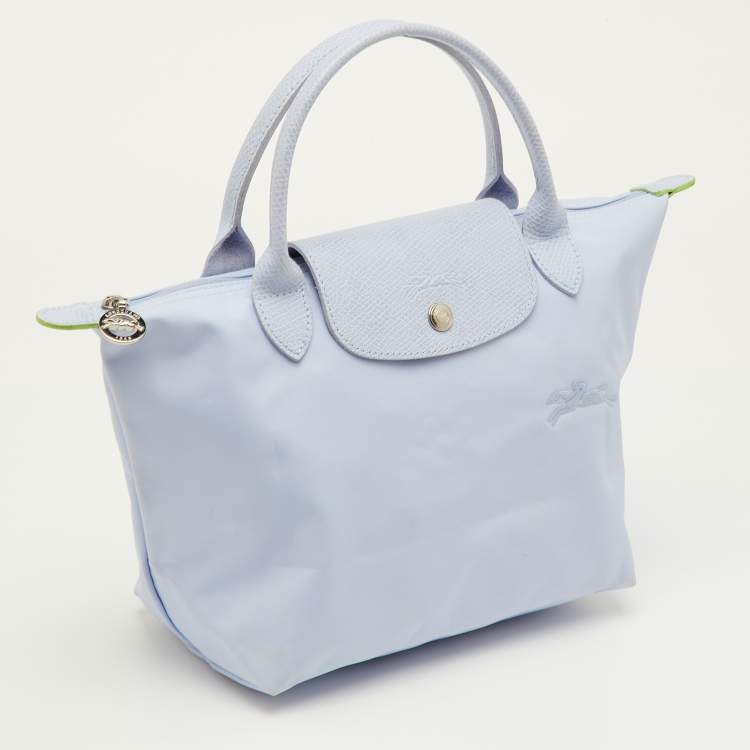 مملوكة مسبقًا Longchamp Le Pliage Small Light Blue Nylon and Leather Tote