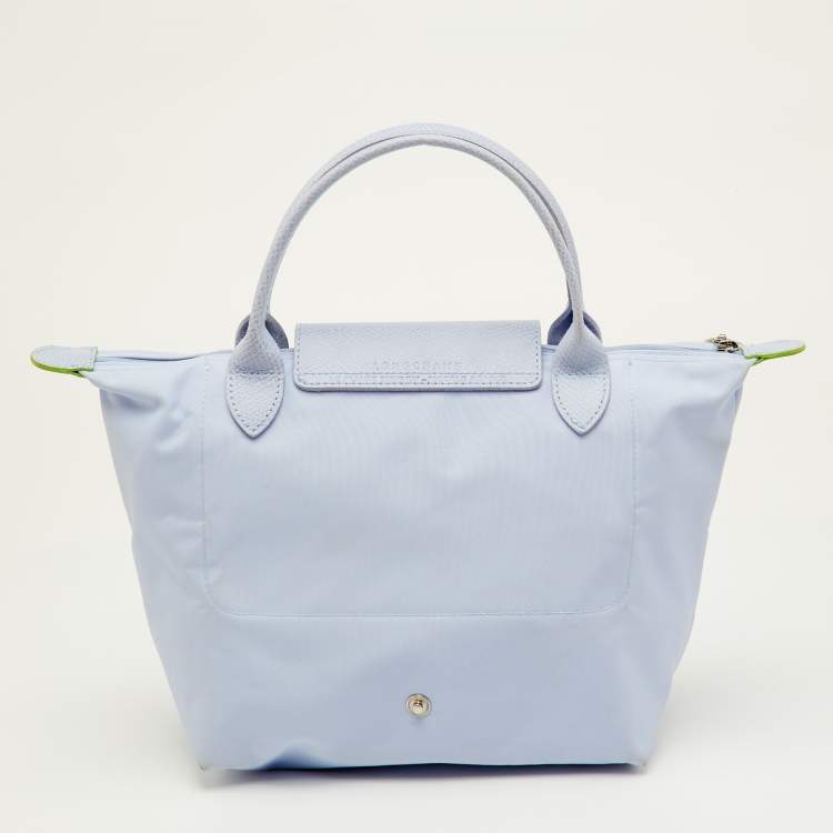 مملوكة مسبقًا Longchamp Le Pliage Small Light Blue Nylon and Leather Tote