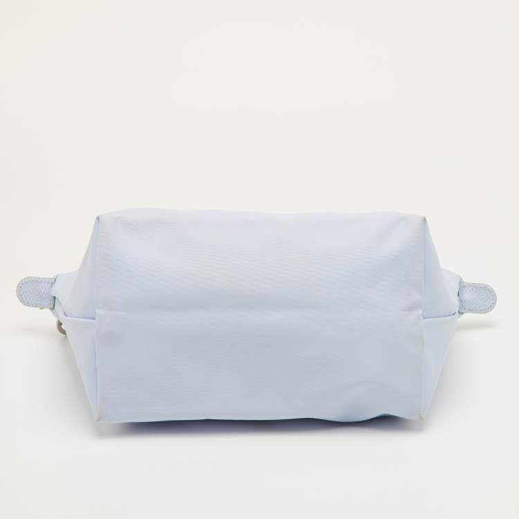 مملوكة مسبقًا Longchamp Le Pliage Small Light Blue Nylon and Leather Tote