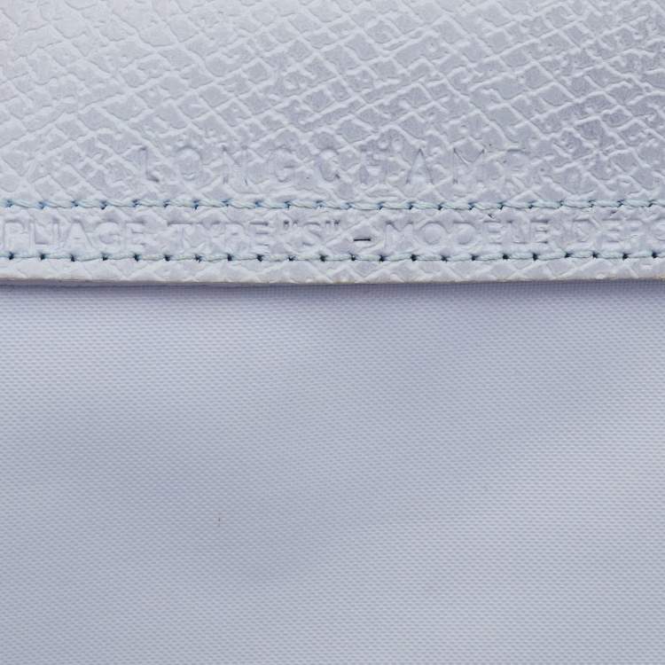 مملوكة مسبقًا Longchamp Le Pliage Small Light Blue Nylon and Leather Tote