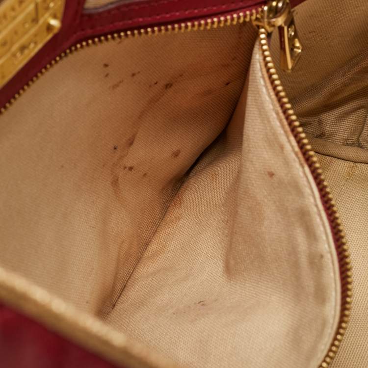 مملوكة مسبقًا Longchamp LM Cuir Burgundy/Gold Logo Embossed Leather Tote
