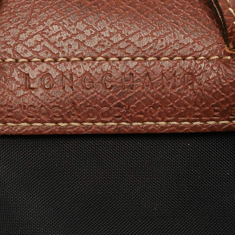 مملوكة مسبقًا Longchamp Le Pliage Black/Brown Nylon and Leather Backpack