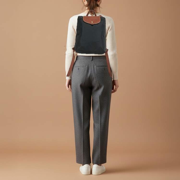 مملوكة مسبقًا Longchamp Le Pliage Black/Brown Nylon and Leather Backpack