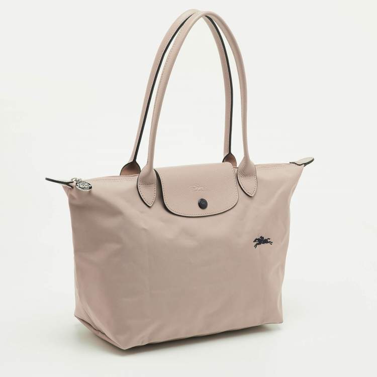 Pre Owned Longchamp Le Pliage Pink Leather and Nylon Tote