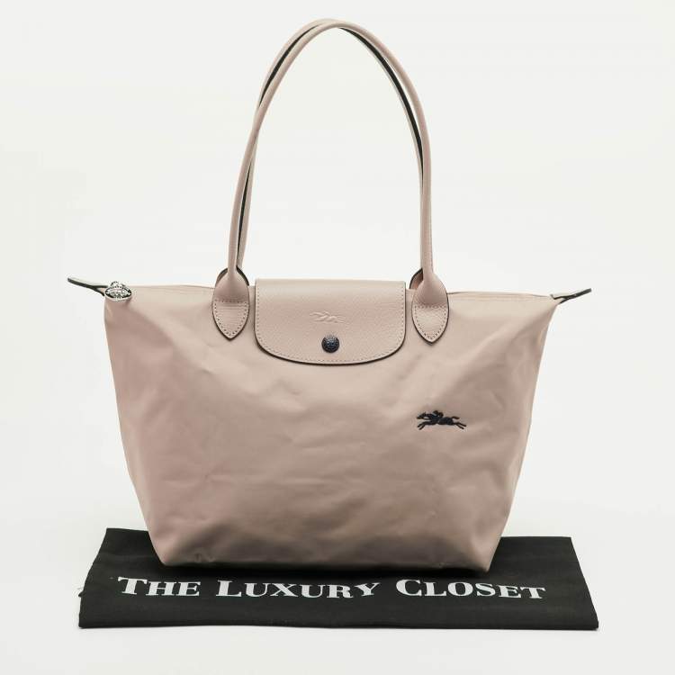 Pre Owned Longchamp Le Pliage Pink Leather and Nylon Tote