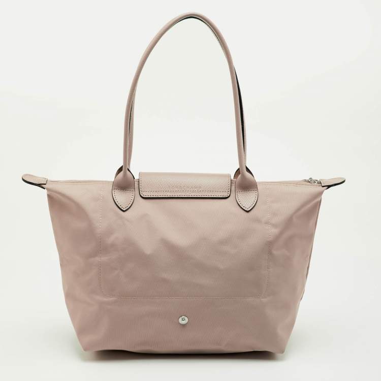 Pre Owned Longchamp Le Pliage Pink Leather and Nylon Tote