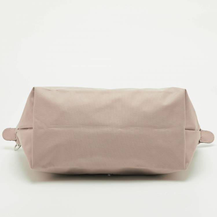 Pre Owned Longchamp Le Pliage Pink Leather and Nylon Tote