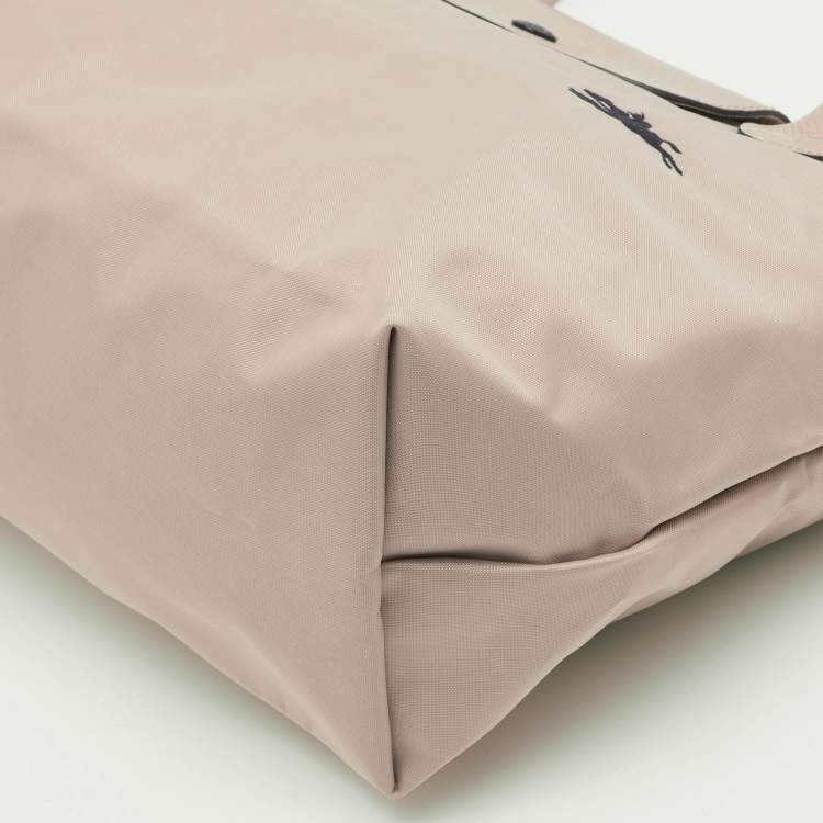 Pre Owned Longchamp Le Pliage Pink Leather and Nylon Tote