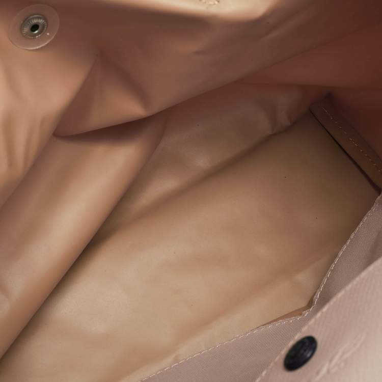 Pre Owned Longchamp Le Pliage Pink Leather and Nylon Tote