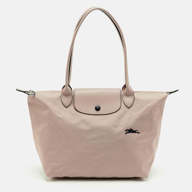 Pre Owned Longchamp Le Pliage Pink Leather and Nylon Tote