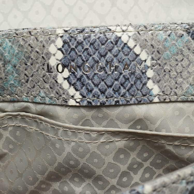 مملوكة مسبقًا Longchamp Amazone Blue Python Embossed Leather Crossbody Bag