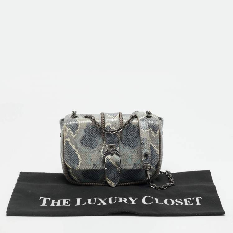 مملوكة مسبقًا Longchamp Amazone Blue Python Embossed Leather Crossbody Bag