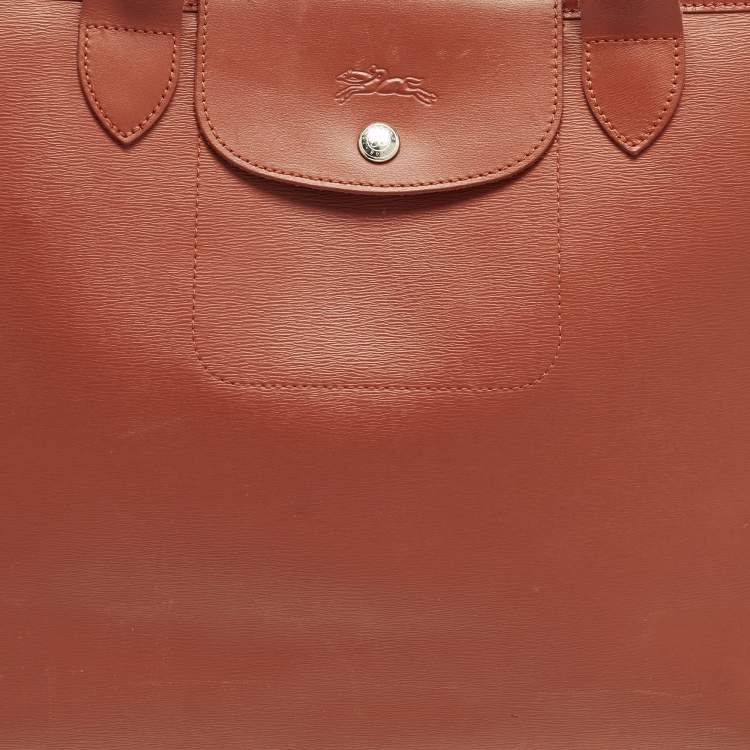 مملوكة مسبقًا Longchamp Le Pliage City L Brown Leather Tote