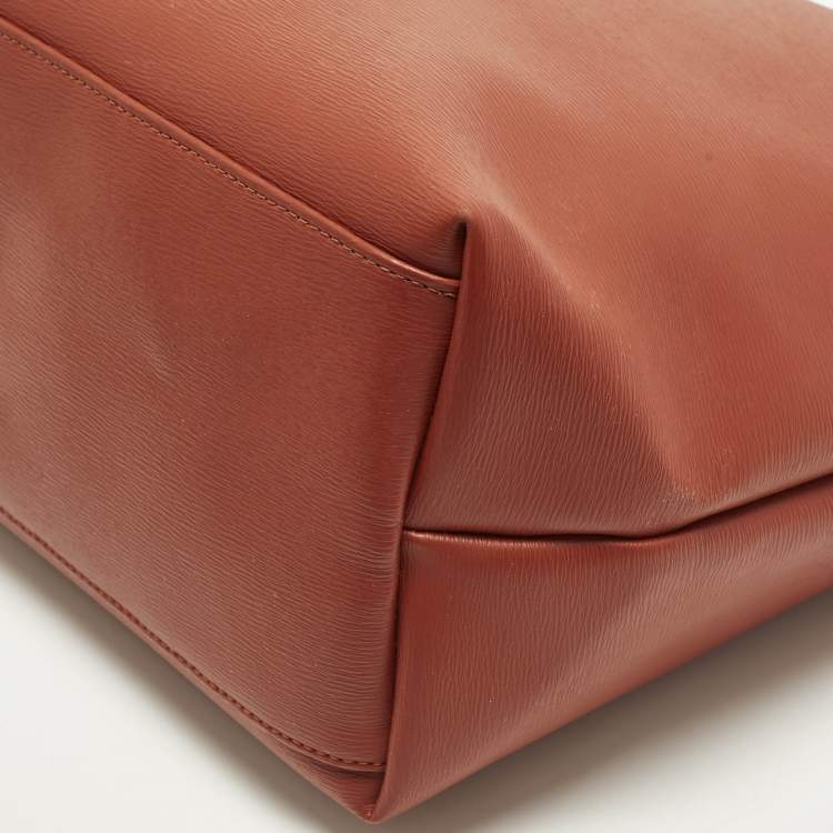 مملوكة مسبقًا Longchamp Le Pliage City L Brown Leather Tote