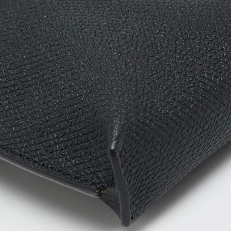 Pre Owned Longchamp Le Roseau Black Leather Phone Crossbody Bag