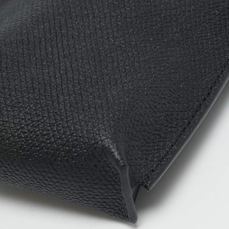 Pre Owned Longchamp Le Roseau Black Leather Phone Crossbody Bag